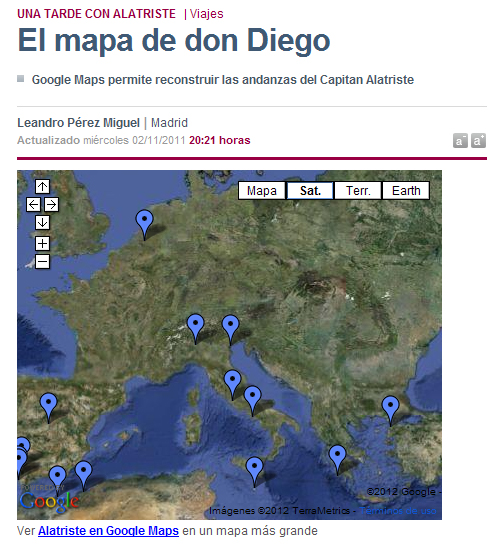 Un trabajo extraordinario de Leandro Prez Miguel (Tres Tristes Tigres), "El Mapa de don Diego" en Google Maps ...
