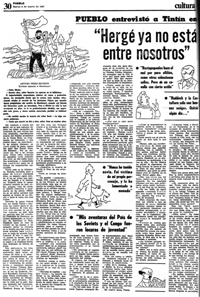 "Hergé ya no está entre nosostros", en Pueblo, el 8 de marzo de 1983, cortesía de Sabatini.
