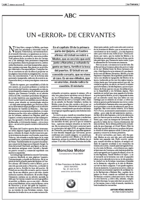 "Un "error" de Cervantes", publicado en ABC el 26 de febrero de 2005.