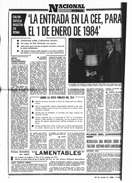 "La entrada en la C.E.E. para el 1 de enero de 1984" - PUEBLO - 19 de Marzo de 1982