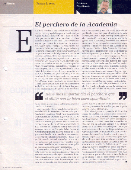 "El perchero de la academia" Patente de Corso 14 de Diciembre de 2003