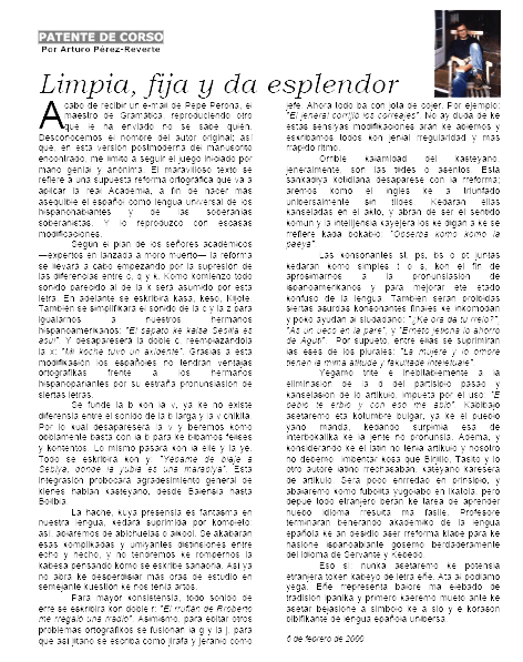 "Limpia, fija y da esplendor" Patente de Corso 6 de Febrero de 2000