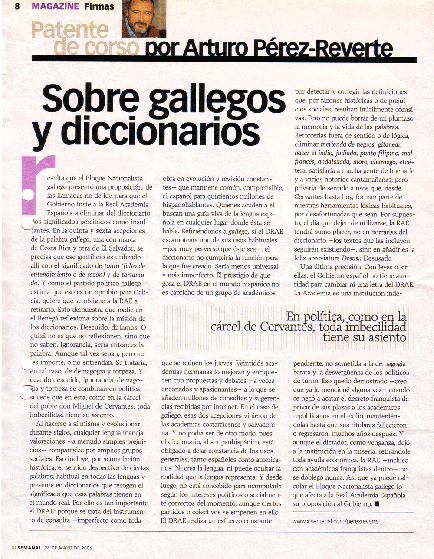 "Sobre gallegos y diccionarios" Patente de Corso 28 de Mayo de 2006