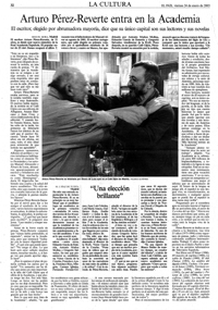 "Arturo Prez-Reverte entra en la Academia", El Pas 24.01.03   (Fuente: FCV)